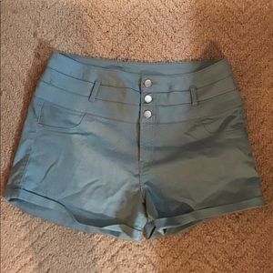 Charlotte Russe Refuge Teal High Rise Shorts